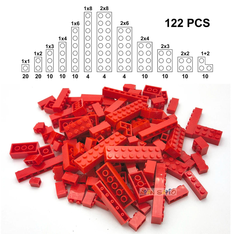 122pcs Thick Figures Bricks 12 Size DIY Building Blocks Educational Creative Size Compatible With 3001 Plastic Toys for Children