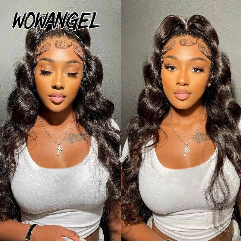 Wow Angel 250% density 13x6 HD Lace Front Wigs Body Wave Melt Skins 13x4 HD Lace Full Frontal Wig Human Hair Wigs Pre Plucked