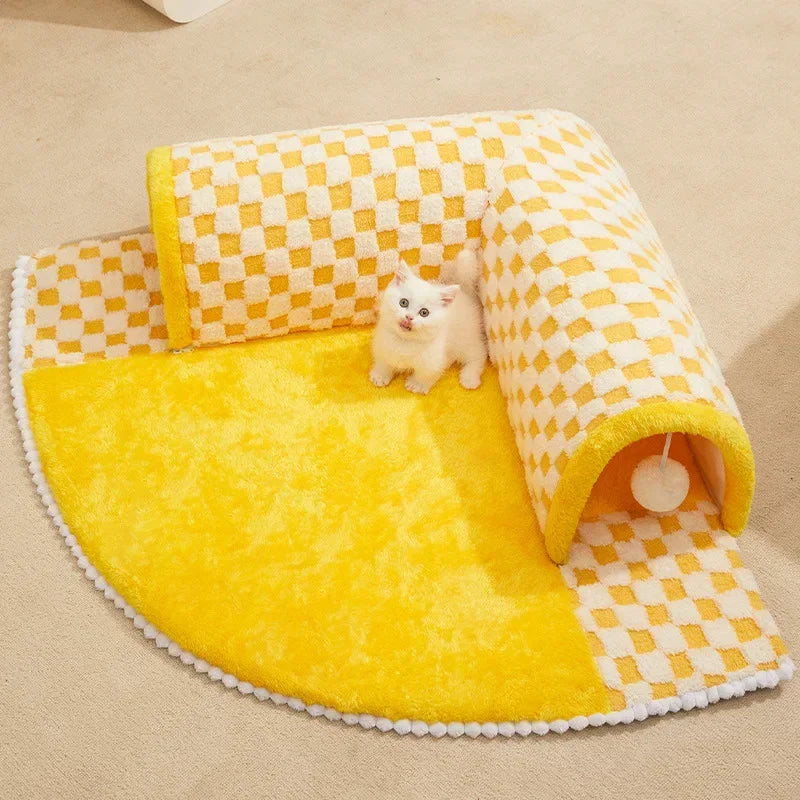 Tunnel Cat Nest Winter Warm Removable Washable Bed Cat Shelter Closed House Autumn and Winter Mat Pet Supplies Accessories