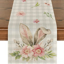 2025 Easter Rabbit Table Runner Linen Bunny Dining Table Cloth Placemat Spring Holiday Happy Easter Decoration For Home Kitchen