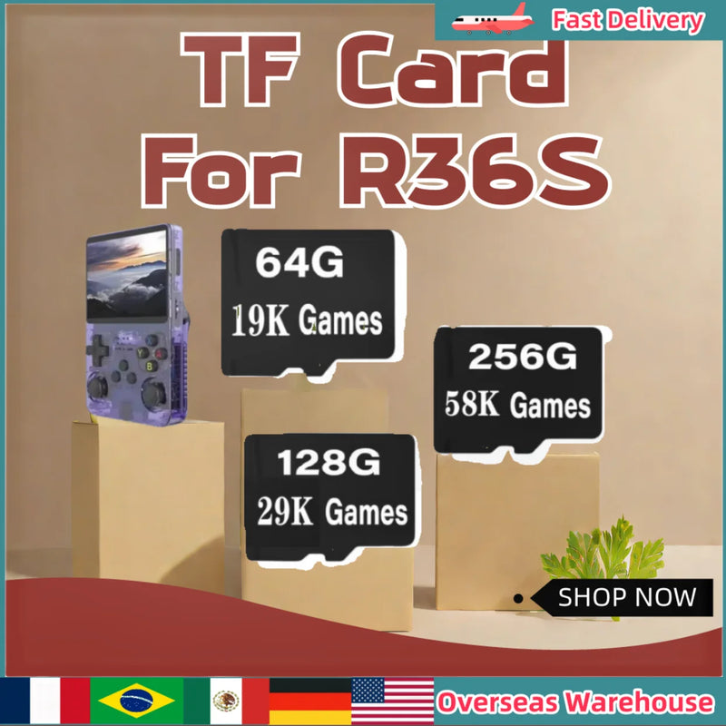 For R36S Retro Handheld Game Console TF Card Video Game Player Memory Card  Linux System Portable Pocket Video Player Card Gifts