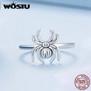 WOSTU 925 Sterling Silver Punk Spider Open Rings For Women Lovely Animal Adjustbale Ring Couple's Hip Hop Jewelry Gift CTR381