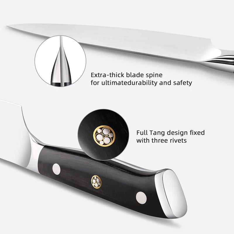 XITUO Chef Knife 8" Kitchen Cooking Cut Knife German Stainless Steel Super Sharp Gyuto Knife Ergonomic Full Tang Black Handle