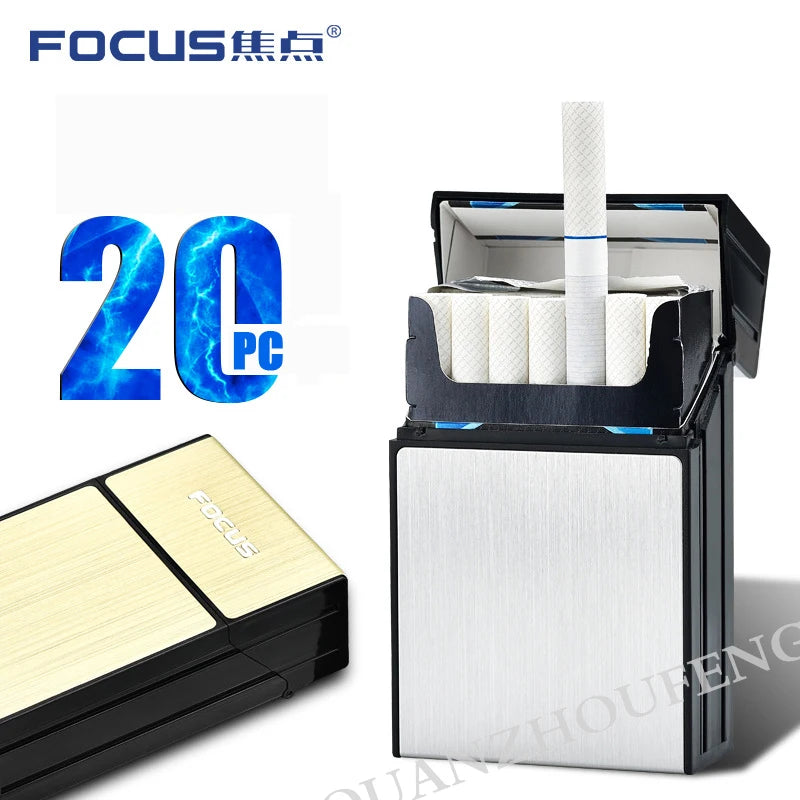 FOCUS Upgrade Version Cigarette case holder 20pcs Cigarette Capacity Cigaret Box Smoking Accessary And card box Gift for Men