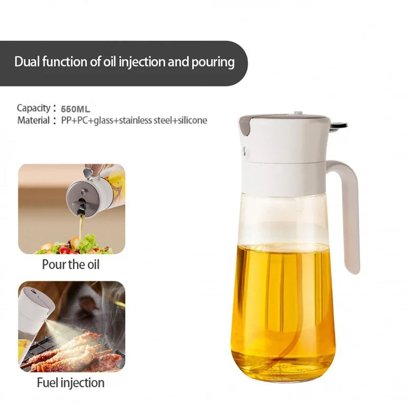 Olive Oil Dispenser - 2 in 1 Dispenser and Oil Sprayer-550ml Oil Bottle with Pour-Oil Sprayer for Cooking, Kitchen, Salad, Grill