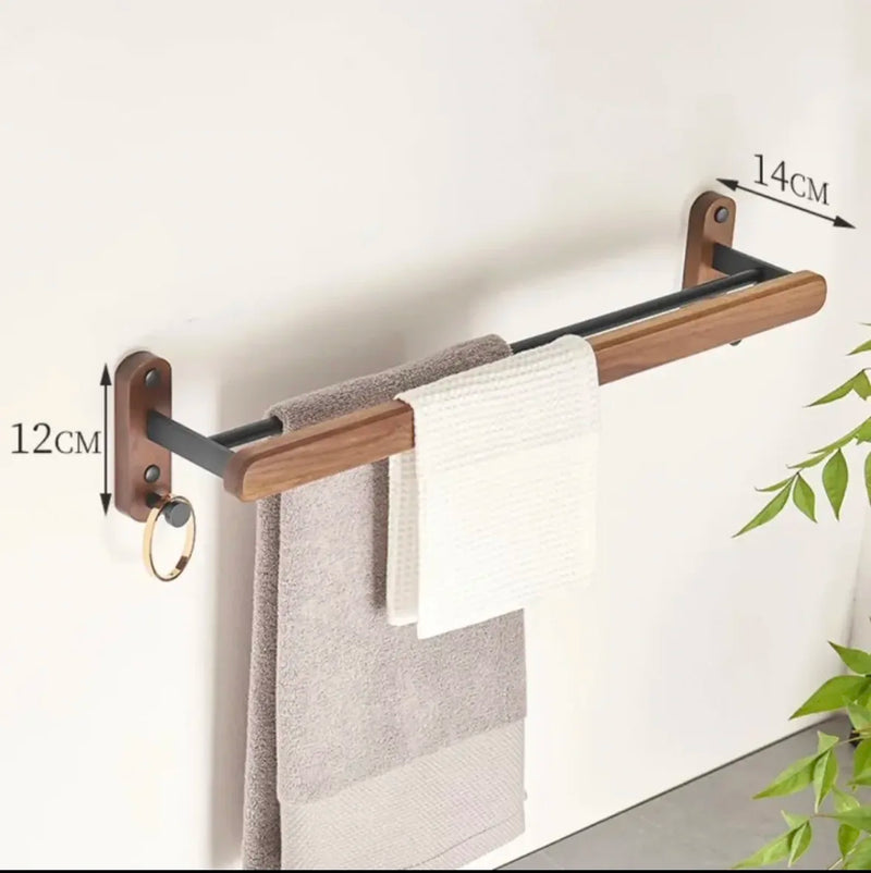 Nordic solid wood Light Luxury Towel Rack Bathroom Towel Shelf  Perforated Wall Mounted Towel shelves Bathroom Accessories