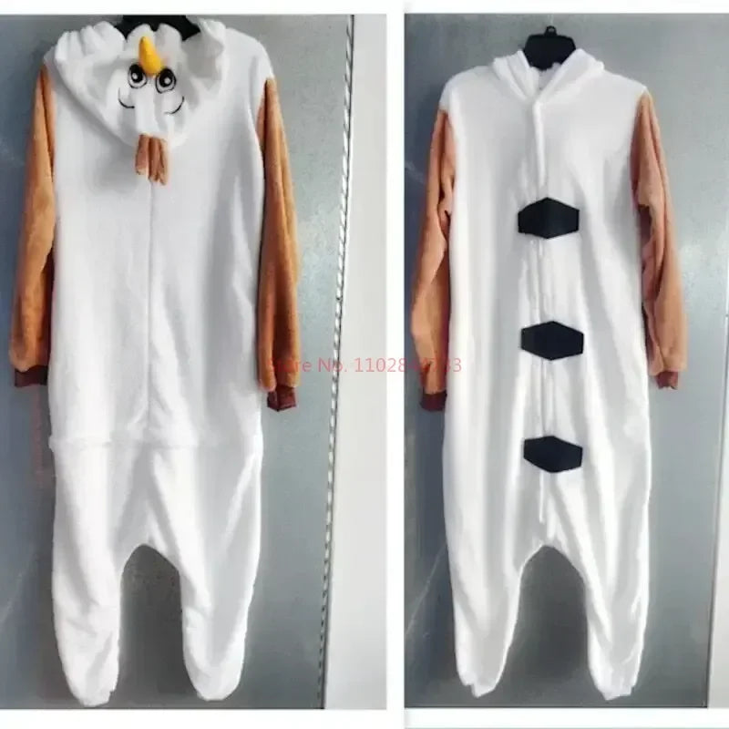 New Disney Cosplay Costume Frozen Olaf Snowman Pajamas Adult Children Jumpsuit Party Dress Fleece Cartoon Sleepwear Gifts Toys