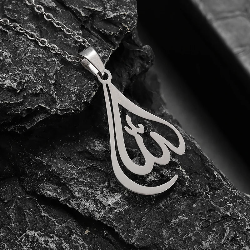 Classic Lucky Arabian God Allah Pendant Stainless Steel Necklace Ladies Islamic Muslim Charm Amulet Jewelry Gift Wholesale