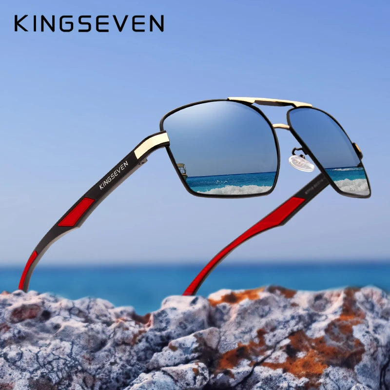 KINGSEVEN Aluminum Men's Sunglasses Polarized Lens Brand Design Temples Sun glasses Coating Mirror Glasses Oculos de sol 7719