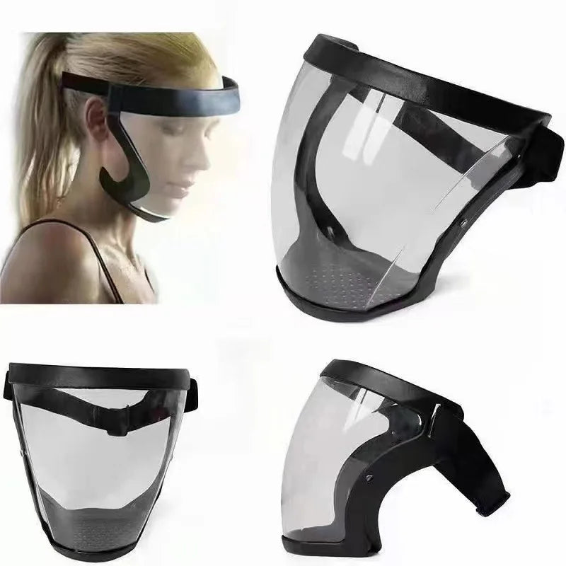 1pcsBlack Kitchen Anti-splash Face Mask Transparent Full Face Shield Safety Glasses Eye Protection Anti-Splash Fog WindproofMask
