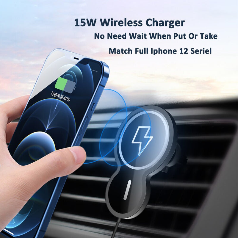 15W Magsafe Car Charger Fast Charging Wireless Chargers For iPhone 12 Pro Max Mobile Phone Charger Original Apple Car Holder USB