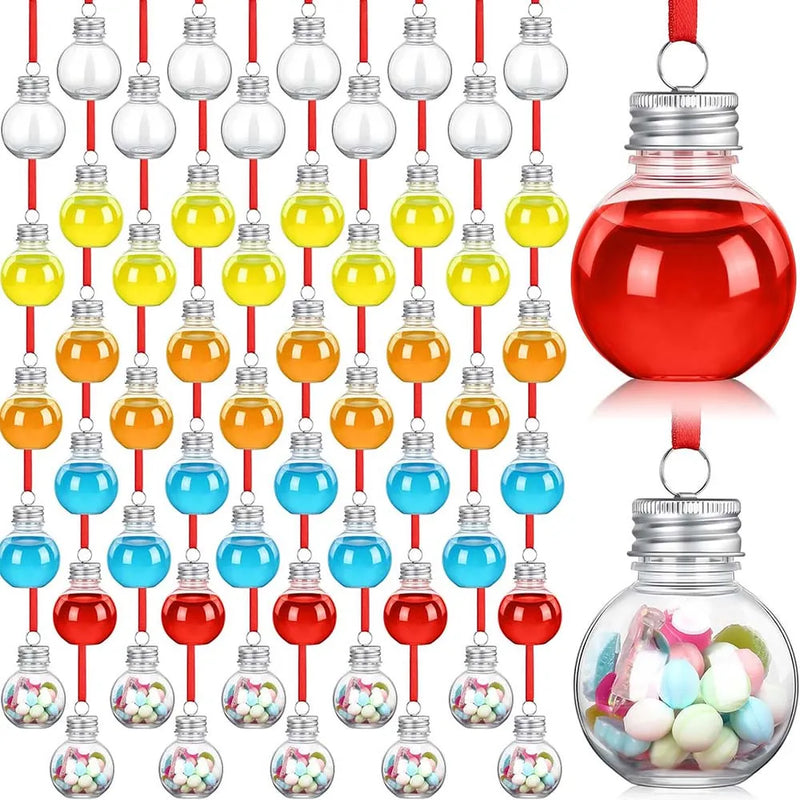 30-100PC Christmas Booze Balls Plastic Fillable Ball Ornament Christmas Hanging Ornaments Water Bottle Bulbs for Christmas Decor