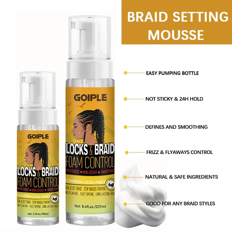 GOIPLE Hairstyle Fixative Cream Edge Control Oil Cornrow Styling Products Strong Hold Lock And Twist Foam Mousse Braid Hair Gel