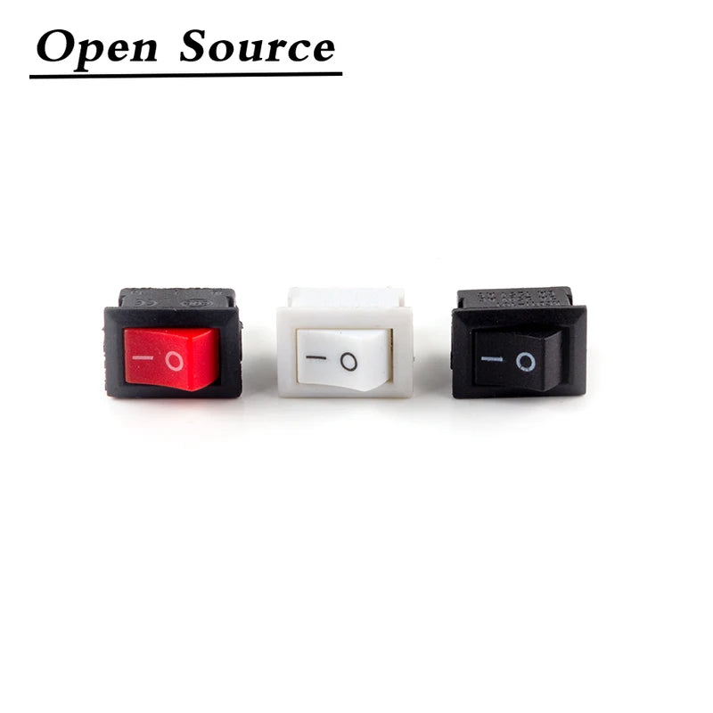 5/10Pcs Push Button Switch 10x15mm SPST 2Pin 3A 250V KCD11 Snap-in on/Off  Rocker Switch 10MM*15MM Black Red and White