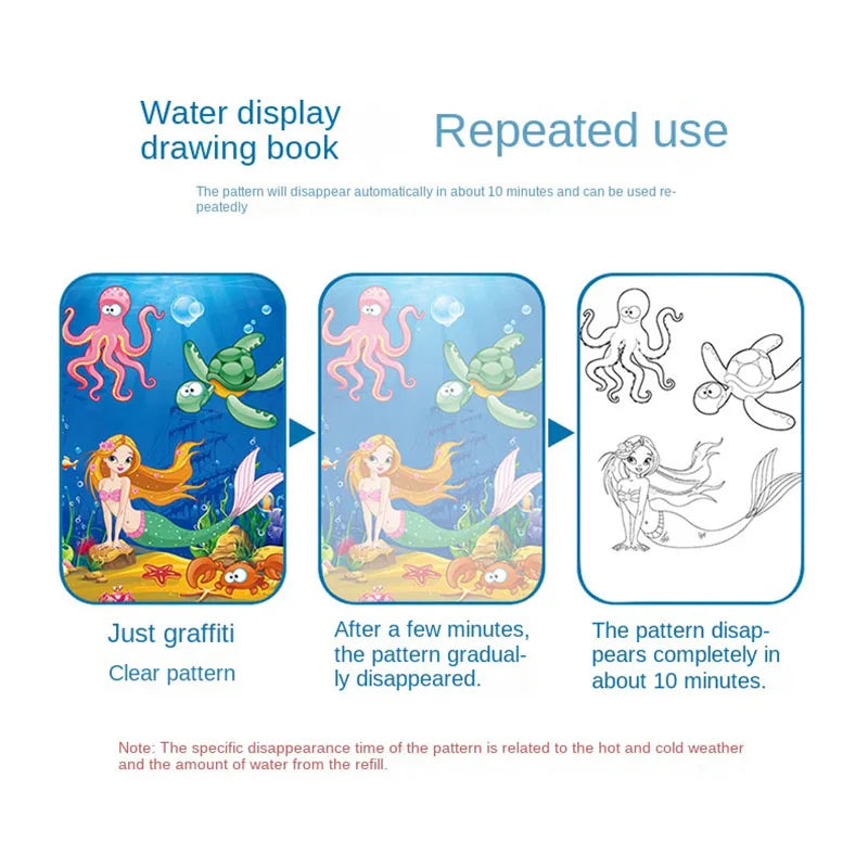 Magic Pen Water Drawing Books Coloring Book for Kids Doodle Painting Board Children Educational Toys Baby Christmas Birthday Gif