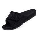 Comwarm Orthopedic House Slippers For Women Adjustable Indoor Slippers Fashion Open Toe Corduroy Bedroom Slides Fur Cotton Shoes