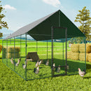 Large Outdoor Upgrade Metal Chicken Coop Walk-in Poultry Run Pen Cage Pet Duck Hen House with Nylon Netting and Cover for Yards