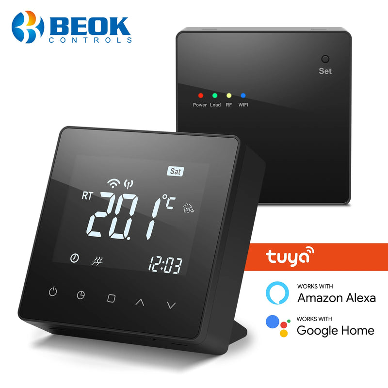 Beok Wireless Thermostat Smart Tuya RF Gas Boiler Battery Powered Thermoregulator Programmable Work with Google Home Alexa