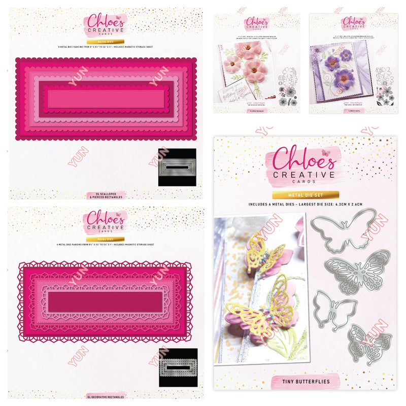 New 2025 February Spring Tiny Butterflies Flower Bouquet Scalloped Pierced Rectangle DIY Scrapbooking Diary Make Easter Gift Box