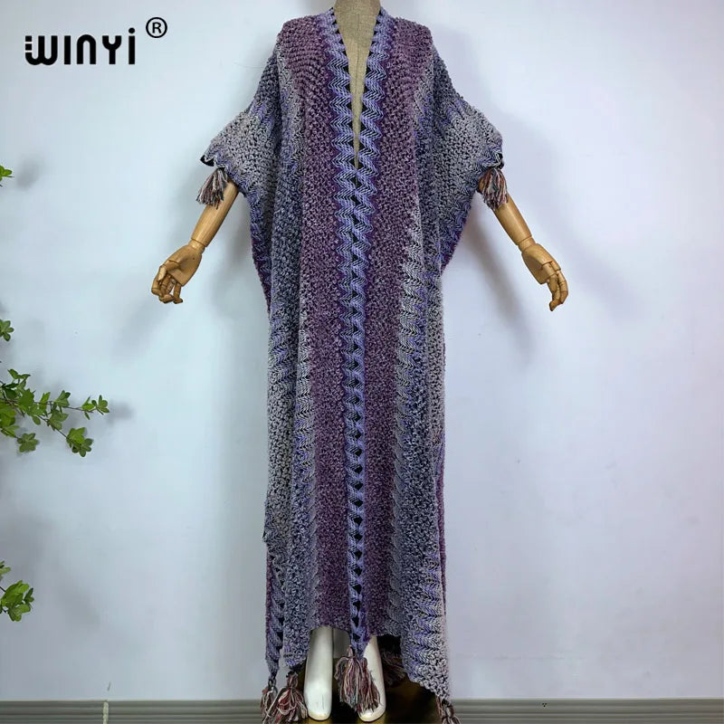 WINYI woman Winter Knitted cardigan coat Loose Christmas Fashion hipster party dress Thick Warm free size Female cloke overcoat