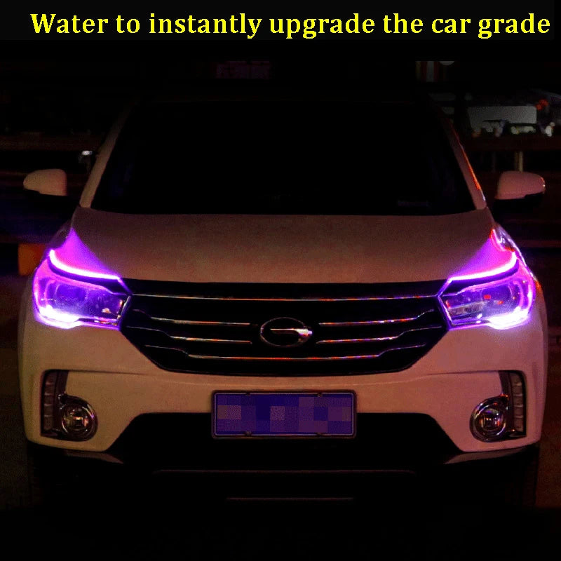 2Pcs RGB Flowing DRL LED Strip Turn Signal Lamp APP Remote RGB Flexible LED Daytime Running Lights For Car Headlight Waterproof