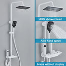 White Bathroom Shower Faucet with Digital Display 4 Function Wall Mount Hot Cold Water Tap Piano Bathroom Shower System