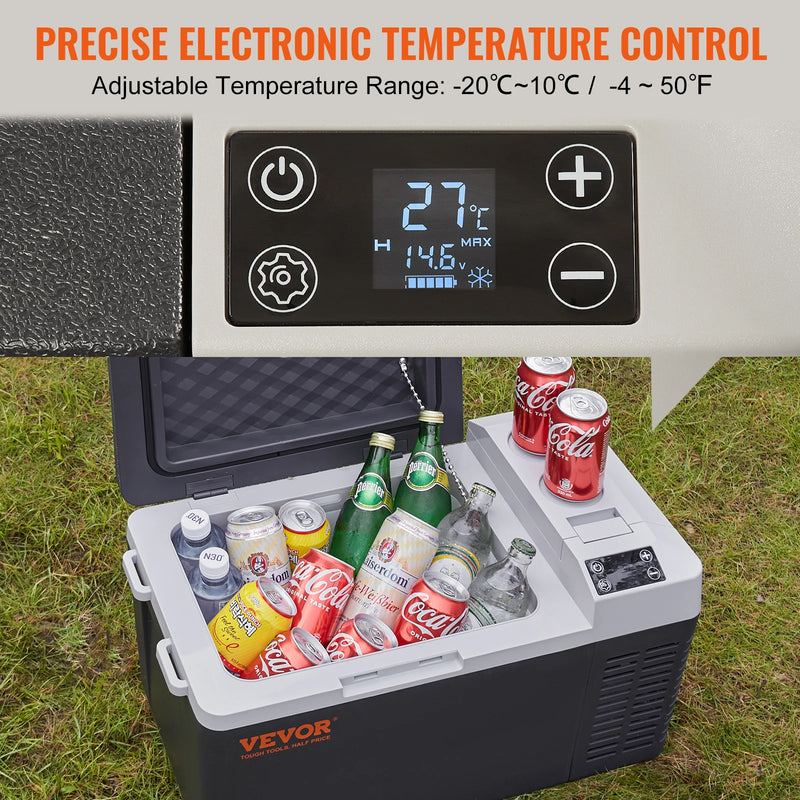 VEVOR 20L Portable Car Refrigerator Freezer Compressor Ice Box 21Qt Single Zone Mini Fridge Cooler for Car Home Outdoor Trval