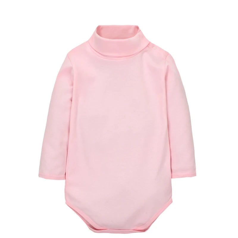Baby Girls' Bodysuit Long Sleeve Triangle 100% Cotton Soft Comfortable Jumpsuit  Solid Color Fashion Simple High Collar 0-2 Yeas