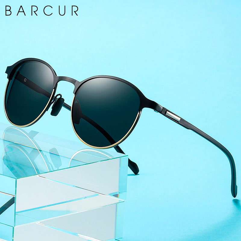 BARCUR TR90 Temples Sunglasses Women Polarized Fashion Sun Glasses Driving Round Ladies Sunglass