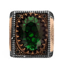 925 Sterling Silver Seal Green Zircon Stone Solomon Zircon Ring for Men Reliable Modern Fit Religious Modern Design