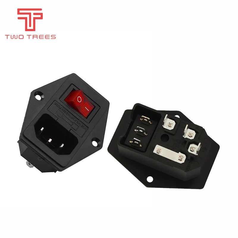 3D Printer Parts 220V/110V 6A Power Supply Switch Male Socket with Fuse for DIY Accessories AC Power Socket Wiring Connector