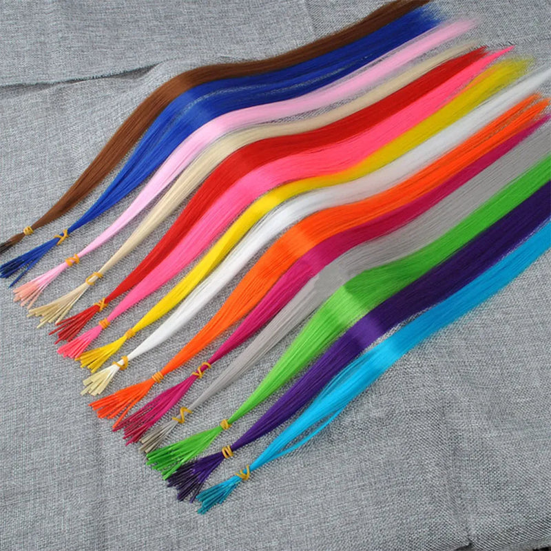 16" Synthetic Hair Rainbow Natural Hair Extensions I-tip Colored Accessories For Fashion Women 2022