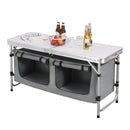 WOLTU Folding Picnic Table Aluminum Suitcase Table with Storage Bag Cupboards Height-Adjustable Camping Table for Garden BBQ