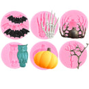 Halloween Molds Spider Owl Branch Pumpkin Hand Skeleton Skull Bat Silicone Mold Fondant Cake Decorating Tools Chocolate Moulds