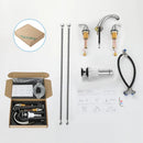 PARLOS Widespread Two Handles Bathroom Faucet with Metal Pop Up Drain and cUPC Faucet Supply Lines, Brushed Nickel