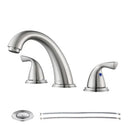 PARLOS Widespread Two Handles Bathroom Faucet with Metal Pop Up Drain and cUPC Faucet Supply Lines, Brushed Nickel