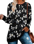 Women's Drop Long Sleeve Sweatshirt Tops Casual Crewneck Tunic Sweartshirts With Side Slits