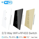 WiFi Smart Light Switch Modern Glass Panel Touch 3 Way Multi-Control Neutral Wire Required Wireless Smart Light Switches
