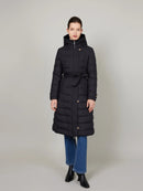 ASSUAL  Quilted Hooded Long Down Coat With Belt