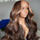 Tuneful Highlight Brown Wigs 13x4 5x5 HD Lace Front closure Human Hair Frontal Wigs