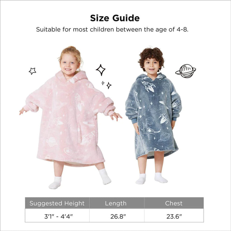 Bedsure Glow-In-The-Dark Blanket Hoodie für Kinder – Space