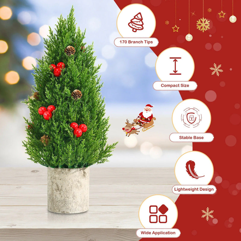 Árbol de Navidad artificial de mesa de 18.5" con 170 ramas de PE y soporte de pulpa