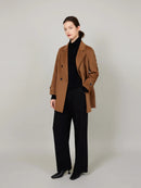 ASSUAL  Double Breasted Woolen Stitching Quilted Pocket Padded Down Coat