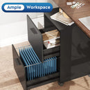 BlackRustic Brown 2 Drawer Wood Filing Cabinet  DEVAISE