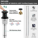 PARLOS 2-Handle 8 inch Widespread Bathroom Faucet with Valve and Pop Up Drain Assembly and cUPC Faucet Supply Hoses, Matte Black, Demeter,1.5GPM