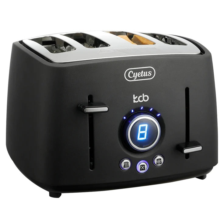 Cyetus 4-Scheiben-Toaster LED 9-Schatten-Einstellungen Retro Edelstahl 1600W