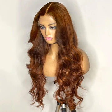 Tuneful Copper Brown Colored 13x4 5x5 HD Lace Front Closure Human Hair Perücken Body Wave Frontal Perücken