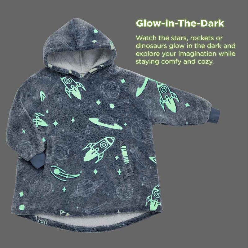 Bedsure Glow-In-The-Dark Manta con capucha para niños - Espacio