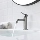 EZANDA Brass Single Handle Bathroom Faucet with Pop-up Sink Drain Assembly & Faucet Supply Lines, Gunmetal