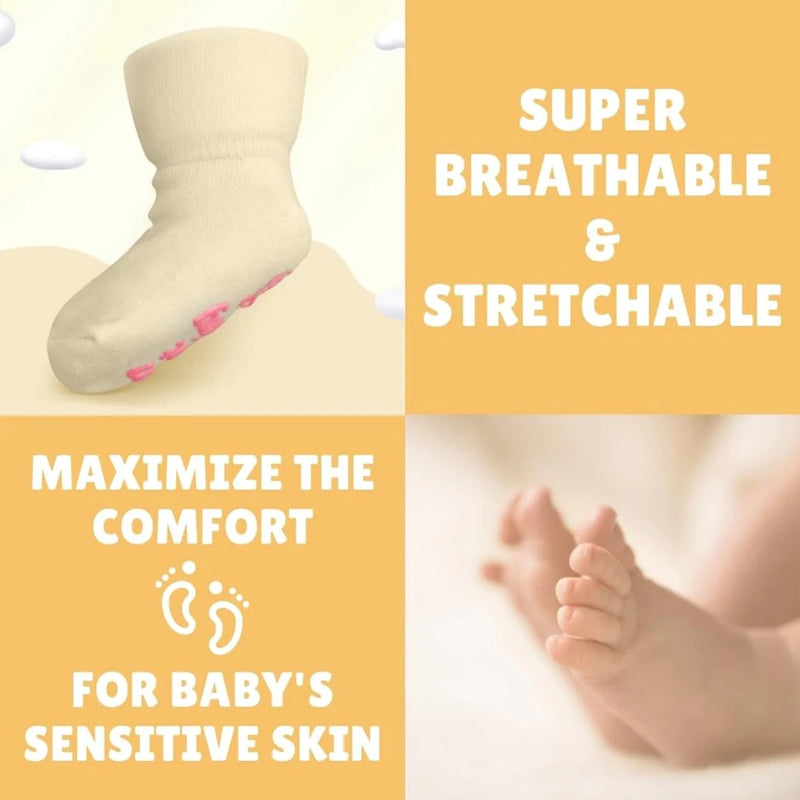 Juego de calcetines neutros para bebé con citas divertidas (4 pares)